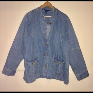 DENIM & CO. PLUS SIZE 3X Jean Jacket with pockets